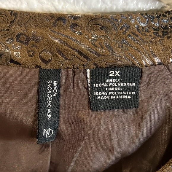 New Directions Woman dark brown print jacket  size 2X - Picture 2 of 4